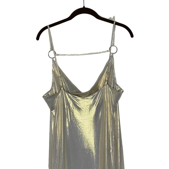 NWT River Island Womens Gold‎ Slip Maxi Dress Sz US 12 Slit Detail Gold Hardware - Picture 10 of 14